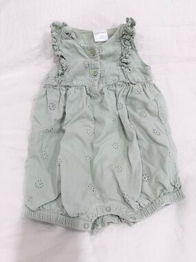 Nordstrom Baby Sage Green Eyelet Bubble Romper